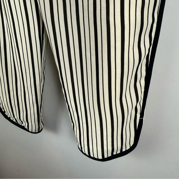 Greylin Anthropologie Pants Women Medium Ivory Black Striped Tassel Tie Straight - Picture 4 of 10